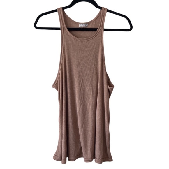 Free People Tops - Free People Brown Boho Relaxed Slouchy Fit High Neck Ribbed Tank size medium